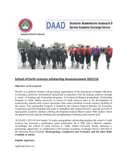 School of Earth sciences scholarship Announcement 2015/16