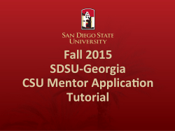 CSU Mentor Application Tutorial - SDSU-Georgia