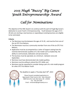 2015 Hugh âBuzzyâ Big Canoe Youth Entrepreneurship Award Call