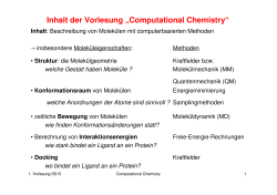 Inhalt der Vorlesung âComputational Chemistryâ
