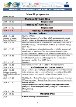 Scientific programme Monday 20 April 2015