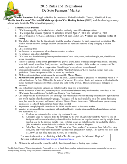 2015 Rules and Regulations De Soto Farmers` Market