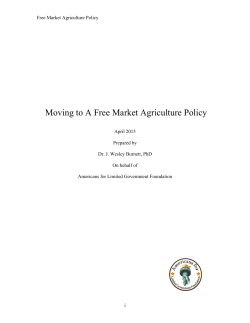 Moving to A Free Market Agriculture Policy