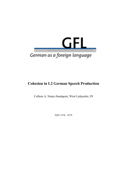 Cohesion in L2 German Speech Production - GFL