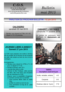 COS Bulletin mai 2015 - COS VILLE DE PONTARLIER, DU CCAS et
