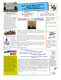 Spring Issue 2015 - GOD`S HOUSE Baptist Ministry