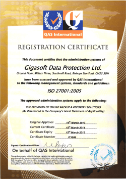 REG I STRATION CE RTIF ICATE - Gigasoft Data Protection Ltd
