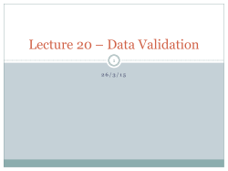 Lecture 20 - Data Validation
