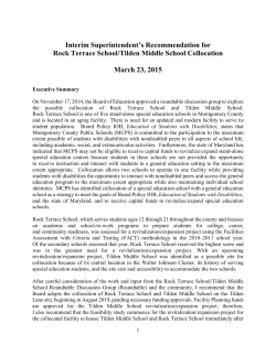 Interim Superintendent`s Recommendation for Rock Terrace School