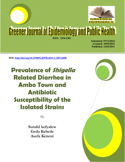 Prevalence of Shigella Related Diarrhea in Ambo Town and