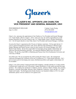 glazer`s inc. appoints jon charlton vice president and general