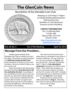 April 10, 2015 - The Glendale Coin Club