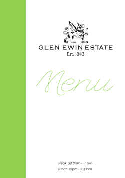 Bistro menu - Glen Ewin Estate