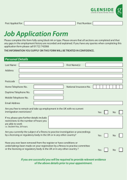 Job Application Form - Glenside Healthcare Services