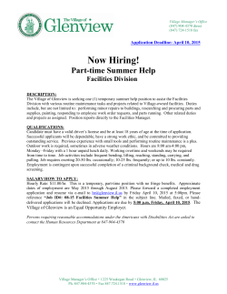 Now Hiring! - Village of Glenview