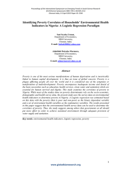 Identifying Poverty Correlates of Households` Environmental Health