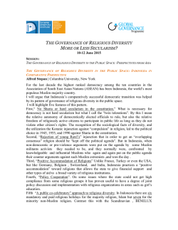 The Governance Of Religious Diversity In The Public Space