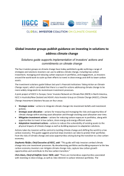 Global investor groups publish guidance on investing in solutions to