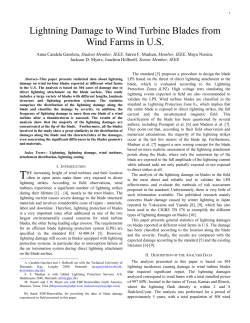 Lightning Damage to Wind Turbine Blades from Wind Farms in U.S.