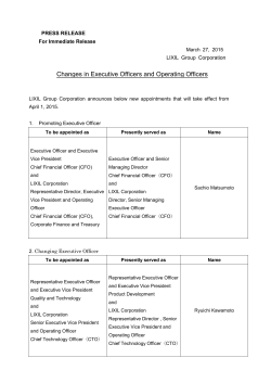 Changes in Executive Officers and Operating