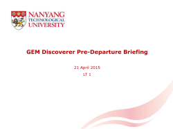 GEM Discoverer Pre-Departure Briefing