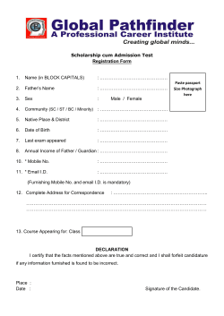 Scholarship cum Admission Test Registration Form 1. Name (in