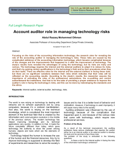 Account auditor role in managing technology risks