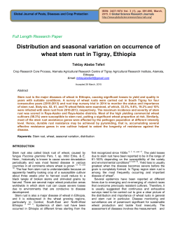 Distribution and seasonal variation on occurrence of wheat stem rust