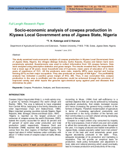 Socio-economic analysis of cowpea production in Kiyawa Local