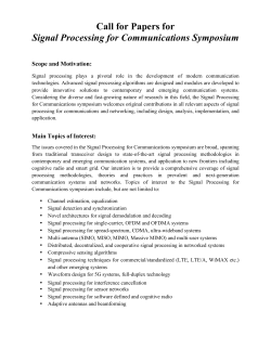 Call for Papers for Signal Processing for Communications Symposium
