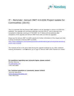 IT â Reminder: Genium INET 4.0.0250 Project