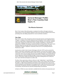 General Manager Profile: Bear`s Paw Country Club
