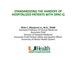 Standardizing the Handoff of Hospitalized Patients with DPAC-Q