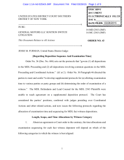 Order No. 43 - In re General Motors LLC Ignition Switch Litigation