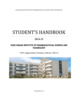 Student hand book - Guru Nanak Institute of Pharmaceutical