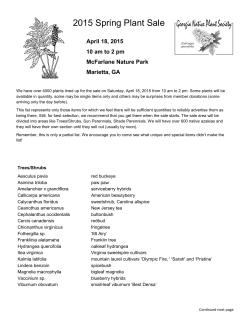 2015 Spring Plant Sale - Georgia Native Plant Society