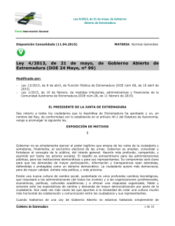 Ley 4/2013, de 21 de mayo, de Gobierno Abierto de Extremadura