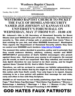 jeh johnson on 5/27/15 - Westboro Baptist Church