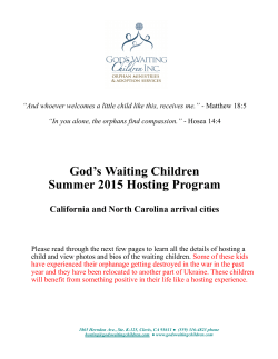 Summer 2015 - God`s Waiting Children Inc.