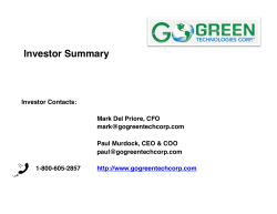 Investor Presentation - GoGreen Technologies Inc.