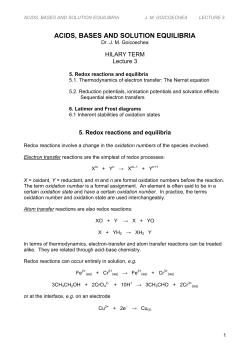 acids, bases and solution equilibria