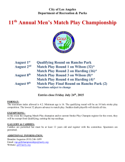 11th Annual Men`s Match Play Championship Entry