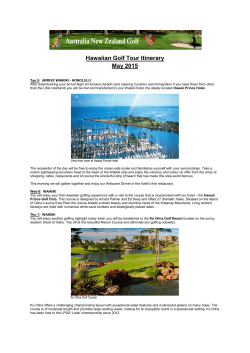 Hawaiian Golf Tour Itinerary May 2015