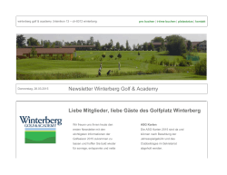 Newsletter Winterberg Golf & Academy Liebe Mitglieder, liebe GÃ¤ste