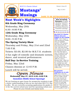 Mustangs` Musings - METS Charter School