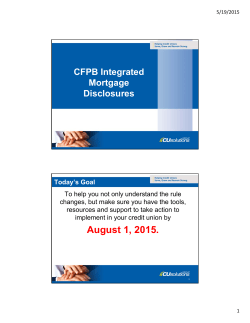 Integrated Mortgage Disclosures