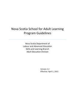Program Guidelines Nova Scotia School for Adult Learning (English)