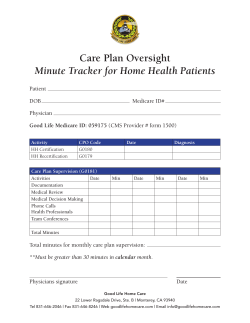 Care Plan Oversight Minute Tracker for Home Health Patients