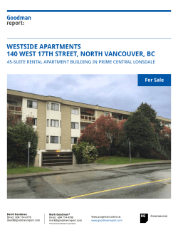 WeStSiDe ApArtMentS 140 WeSt 17th Street, north VAnCoUVer, BC