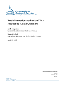 Trade Promotion Authority (TPA): Frequently Asked